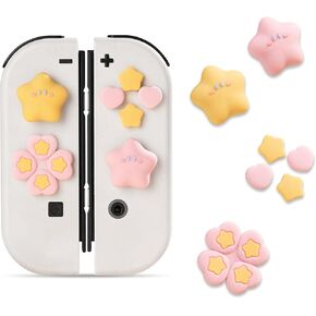 مجموعة أغطية زر Jusy Cross D-Pad ، متوافقة مع Nintendo Switch/OLED ، Star 3D Sixy Silicone Buttons Cover Cover Cover Cover ، Black/Purple