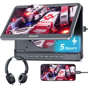 12" Car DVD Player for Kids with HDMI Input, Headrest DVD Player with Headphones, 5-Hour Battery, Support USB/TF Card, AV in/Out, Last Memory, Region Free