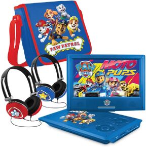 PAW Patrol 9" Portable DVD Player with Matching Headphones and Carrying Bag, Compatible with CDs, DVDs, USB and SD Card, Swivel Screen