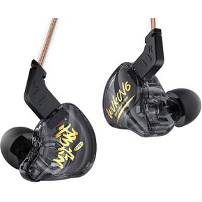 KBEAR K01 Gaming Earbuds, HIFI Immersive Bass iems for Gaming, in Ear Monitors IEM, Noise Cancelling Wired Earphones with 3.5mm Plug for Computer Laptop School Student, 2 Year Warranty(Black with Mic)