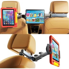 Car Headrest Tablet Holder Mount Stretchable Backseat Tablets Stand for Kids, Car Seat Mounts Compatible with iPad Pro 12.9 Air Mini, iPhone, Galaxy Tab, Switch, All 4.7-12.9" Screen Devices
