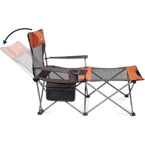 apollo walker Camping Chairs for Adults - 6 Legged Reclining Chair with Foot Rest, Adjustable 90° - 135° Beach Lounge Chair Outdoor, Folding Chairs for Outside with Detachable Pillow & Carry Bag Grey