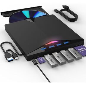 External Compatible Blur ay Drive Player Read/Write BD DVD CD Compatible Blu ray Burner USB 3.0 Type-C/Windows/Mac OS Laptop