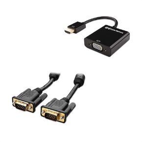 Cable Matters HDMI إلى محول VGA (HDMI إلى محول VGA) باللون الأسود و VGA إلى كابل VGA مع ferrites