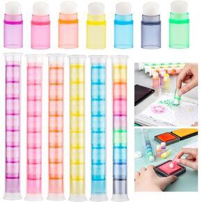80Pcs /Set Soft Bristles Finger Daubers with Storage Box Ink Blending Brushes Mini Stackable Blender Brushes Brush Head 0.75'' for Cardmaking Painting Drawing Handles Ink Blender Tool (9Color)