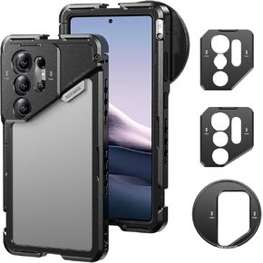NEEWER S25 Ultra Phone Cage, Mobile Video Rig Phone Stabilizer with 67mm Filter Adapter, 17mm Lens Backplate, T Mount Lens Adapter, Compatible with Samsung Galaxy Moment T Series Lenses, PA082