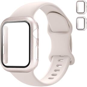 Sport Band and Case for Apple Watch Band 40mm 44mm 46mm 42mm 41mm 45mm 38mm iWatch Bands for Women/Men,Silicone Waterproof Strap with Cover Combo for Apple watch Series 10 9 8 7 6 5 4 3 SE Ultra/2 49mm