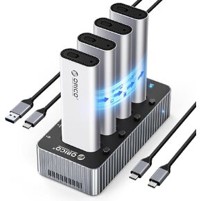 ORICO 4 Bay M.2 NVMe to USB C Hard Drive Docking Station 40Gbps M.2 SSD Adapter with Offline Clone Up to 16TB for Both M.2 (M Key, B+M Key) NVMe 2230 2280 2260 2242-IT48N