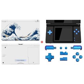 eXtremeRate The Great Wave Patterned Replacement Full Housing Shell Buttons + Chameleon Buttons for Nintendo DS Lite - Console NOT Included