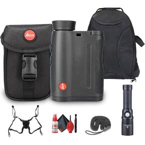 Leica 7x24 Rangemaster CRF-R Durable Compact Lightweight Weather-Resistant Laser Rangefinder (40504) + Cleaning Kit + Lens Pouch + Cap Keeper