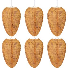 6 Pcs Mini Size Paper Wasp Nest Decoy Hanging Fake Wasp Nest for Wasps Hornets Yellow Jackets Home Garden Yard Outdoors（Orange）