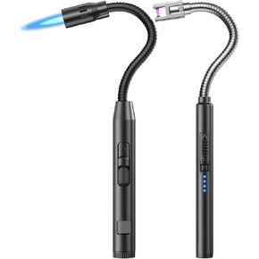 2 Pack Flexible Multi-Purpose Lighter, Long Butane Torch Lighter USB Rechargeable Electric Lighter for Candles BBQ Grill Fireplace Kitchen Camping (NOT PREFILLED)