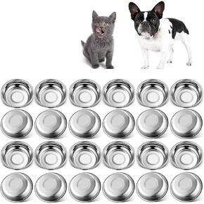 Arespark Stainless Steel Cat Bowls 12 PCS, 5.5 Inch Metal Cat Bowls, Replacement Elevated Food Water Bowls for Indoor Kitten, Whisker Fatigue Relief Shallow Food Metal Dish for Stray Cats