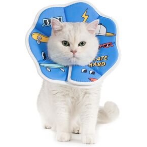 Avont Soft Cat Recovery Cone Collar, Adjustable Lightweight Kitten E-Collar for Small Dogs, Comfortable Neck Donut Stop Licking Scratching After Surgery -Grey(S)