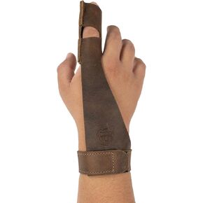 Archery Index Finger Protector, Recurve Bow, Shooting Targeting for Men and Women, Training, Full Grain Leather, Handmade Cosplay Accessories, Bourbon Brown