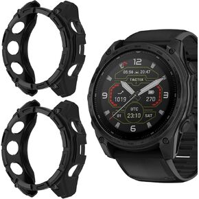 Bumper Case Compatible for Garmin Tactix 8, Silicone Rugged Shockproof Protective Bumper Cover Compatible for Garmin Tactix 8 51mm, 47mm (2 Pack-Black+Black, for Tactix 8 51mm)
