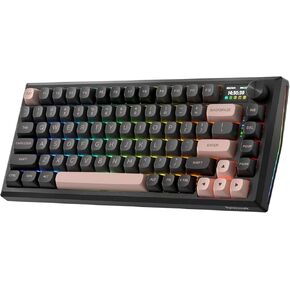Redragon K720 Wireless CNC Gasket Gaming Keyboard w/Hype Screen & Knob, 81 Keys Mechanical Keyboard, Smart 1.14’’ TFT Info Display, 5-Layer Noise Dampening, Custom Linear Switch, Dawn Sakura Color