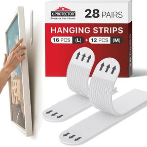 X-Protector Picture Hanging Strips - 20 Pairs Damage Free Picture Hangers - Self Adhesive Wall Hangers Without Nails - Heavy Duty Wall Hanging Strips - Wall Sticky for Hanging Up to 15 LBS (Size M)