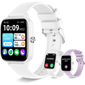 Smart Watch for Women (Answer/Make Call), Fitness Tracker 1.8" Full Touchscreen with Heart Rate Sleep Monitor, 100+ Sports Modes, Step Tracker for Android iOS, 3 Watch Bands White