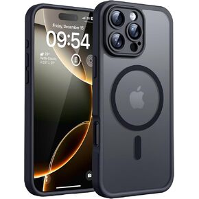 TOCOL Magnetic for iPhone 16 Pro Case, Upgraded Full Camera Protection, Compatible with Magsafe, Drop Protection, Translucent Matte Back Bumper for iPhone 16 Pro 6.3-Inch (Black)