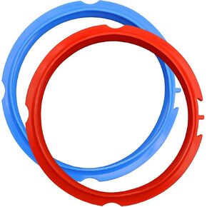 Sealing Ring for Pot Mini 3 Qt, 2 Count, Inner Pot Seal Ring, Replacement Silicone Gasket Seal Rings for 3 Quart Electric Pressure Cooker Accessories Parts, Blue + Red