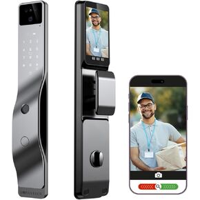 3D Face Recognition Smart Door Lock, WiFi Door Locks with Camera, Video Doorbell, Fingerprint, Passcodes, IC Card, Keyless Smart Mortise Lock, Alexa Door Locks for Front Door, Tuya APP