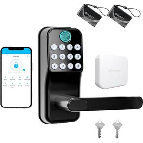 Smart Lock for Front Door: Olumat Keyless Entry Door Lock, Smart Keypad Lock with Handle, Fingerprint Lock with APP, Digital Lock with Handle, for Garage, Home, Office