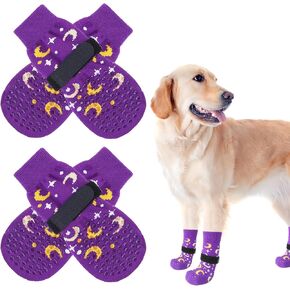 SCENEREAL Anti Slip Dog Socks for Hot/Cold Pavement, Double Sides Dog Boots & Paw Protectors to Prevent Licking Paws, Non Slip Anti Twist Small Medium Large Senior Dogs Socks for Hardwood Floors, Grey