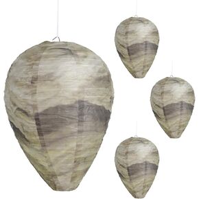 Wasp Nest Decoy, 4 Pack Fake Wasp Nest Outdoor Hanging, Paper Fake Hornets Nest Yellow Jackets for Patio Garden Yard Home