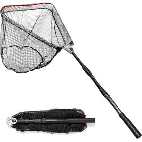 Fishing Landing Net, Fishing Net for Freshwater Saltwater with Long Foldable Telescoping Pole Handle Collapsible Small Fish Net for Kids Men Women Easy Catch Release