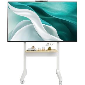 Claiks Universal TV Stand لأجهزة تلفزيون 37-86 بوصة ، وقصة تلفزيونية متحركة مع جبل ، وقوائم تلفزيونية قابلة للتعديل مع ارتفاع مع مراقبة وتخزين عن بُعد ، Vesa 600x400mm ، بني ريفي ،
