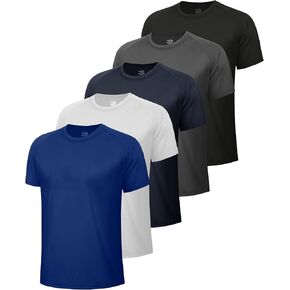 5 Pack Workout Shirts for Men-Dry Fit Black Gym Moisture Wicking Short Sleeve T-Shirts for Running Athletic Casual