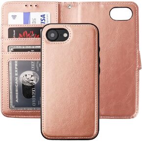 Bocasal Detachable Wallet Case for iPhone 16e RFID Blocking Card Slots Holder Premium PU Leather Magnetic Kickstand Shockproof Wrist Strap Removable Flip Protective Cover 6.1 Inch 5G (Brown)