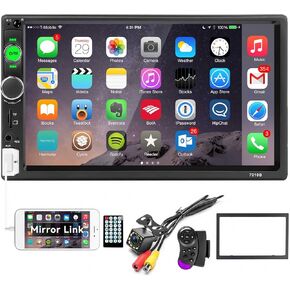 Car Stereo Double Din Bluetooth Car Radio 7 Inch MP5 Player HD Touch Screen FM Radio Audio Receiver AUX in USB TF Card Input UNITOPSCI Multimedia Player Mirror Link with Backup Camera