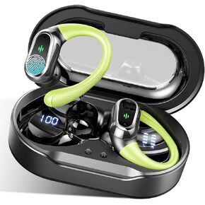 Wireless Earbuds, 2025 Bluetooth 5.4 Headphones Sport, Bluetooth Earbuds with ENC Noise Canceling Mic, 75H Stereo Wireless Headphones IP7 Waterproof with Earhooks, Dual LED Display for Workout/Running