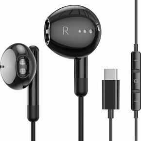 USB C Headphones for iPhone 16 15 Pro Max Plus iPad Pro USB C Earphones with Microphone Volume Control USB C Wired Earbuds USB Type C Earphone for Google Pixel 8 7 6A 5 Samsung S24 S23 S22 S21 S20 A55