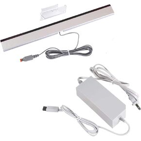Xahpower Games Accessories Bundle for Wii, 1 Pack Sensor Bar for Wii/Wii U and 1 Pack Charger for Nintendo Wii Console
