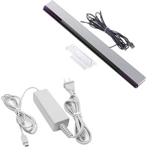 Games Accessories Bundle for Wii U, 1 Pack Sensor Bar for Wii/Wii U and 1 Pack Charger for Nintendo Wii U Gamepad