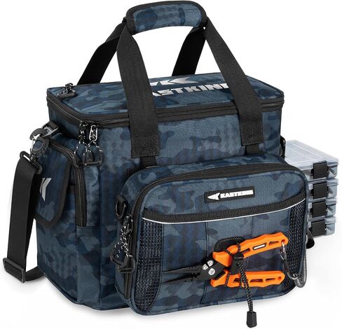 KastKing BaitSpace Fishing Tackle Bag With 4 Tackle Boxes & Removable Bait Binder, Water-Resistant Tackle Storage, Durable Fishing Gear, Adjustable Shoulder Strap in Saudi Arabia