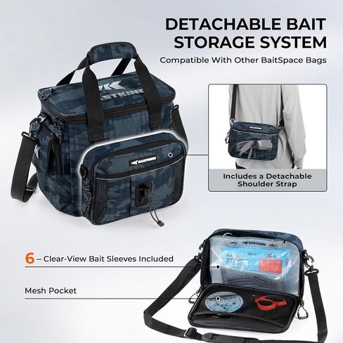 KastKing BaitSpace Fishing Tackle Bag With 4 Tackle Boxes & Removable Bait Binder, Water-Resistant Tackle Storage, Durable Fishing Gear, Adjustable Shoulder Strap in Saudi Arabia