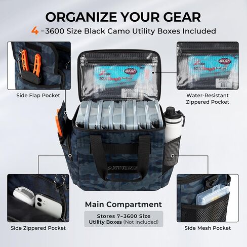 KastKing BaitSpace Fishing Tackle Bag With 4 Tackle Boxes & Removable Bait Binder, Water-Resistant Tackle Storage, Durable Fishing Gear, Adjustable Shoulder Strap in Saudi Arabia