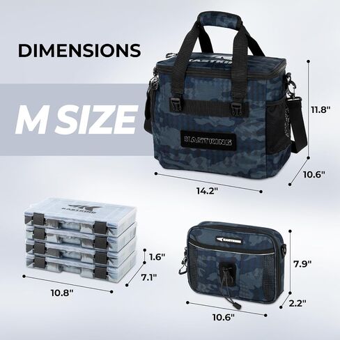 KastKing BaitSpace Fishing Tackle Bag With 4 Tackle Boxes & Removable Bait Binder, Water-Resistant Tackle Storage, Durable Fishing Gear, Adjustable Shoulder Strap in Saudi Arabia
