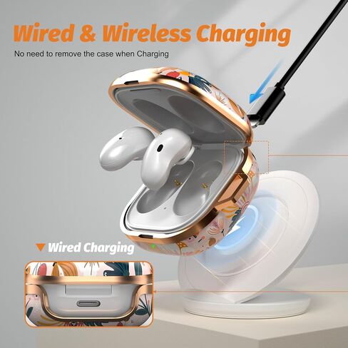Maxjoy Case for Galaxy Buds Fe/Galaxy Buds 2 Pro/Galaxy Buds Pro/Galaxy Buds 2/Galaxy Buds Live ، Case Hard Protective Ambuds For Buds Galaxy Buds Lives with Keychain for Women Men ، Flower in Kuwait