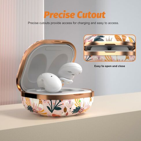 Maxjoy Case for Galaxy Buds Fe/Galaxy Buds 2 Pro/Galaxy Buds Pro/Galaxy Buds 2/Galaxy Buds Live ، Case Hard Protective Ambuds For Buds Galaxy Buds Lives with Keychain for Women Men ، Flower in Kuwait