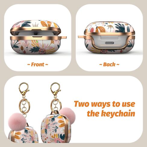 Maxjoy Case for Galaxy Buds Fe/Galaxy Buds 2 Pro/Galaxy Buds Pro/Galaxy Buds 2/Galaxy Buds Live ، Case Hard Protective Ambuds For Buds Galaxy Buds Lives with Keychain for Women Men ، Flower in Kuwait