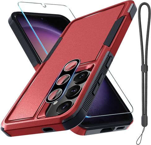 علبة RMOCR لـ Samsung Galaxy S25 Plus ، غطاء هاتف واقعي شديد الصدمات مع حزام حبل ، حامي شاشة زجاجية مقسمة ، غطاء عدسة الكاميرا ، Green Mint in Kuwait