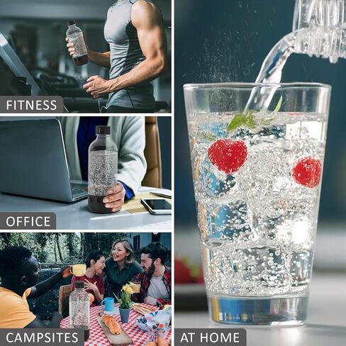 Soda Bottles, 1 Litre Reusable BPA Free Sparkling Water Bottles, in PET, for Soda Machine, Sparkling Water Makers, Pack of 2 Black Refillable Bottles in Saudi Arabia