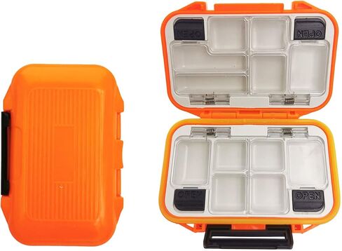2x Small Hard Fishing Tackle Box Portable Case Hooks Lure Baits Storage Box Containers For Storing Swivels Jigs Hooks Sinker,10 Compartments (Black) in Kuwait