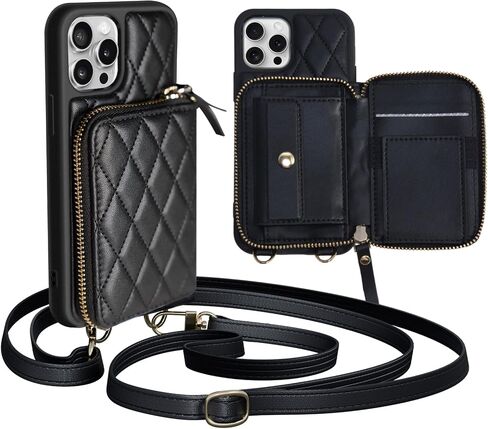 for iPhone 13 Wallet Case Crossbody, PU Leather Zipper Handbag Purse Flip Cover Standar, Independent Slot Adjustable Strap Portable 6.1-Inch iPhone Case White in Saudi Arabia