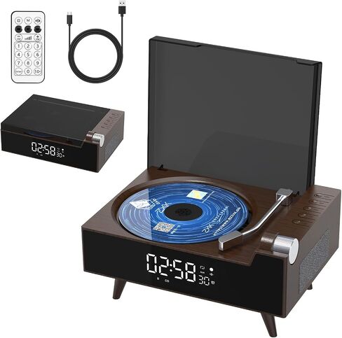 CD Player Portable with Bluetooth, Rechargeable CD Players Retro Suitcase CD Music Player with HiFi Speakers Desktop CD Player for Home Car Study Travel (Dark Brown) in Saudi Arabia
